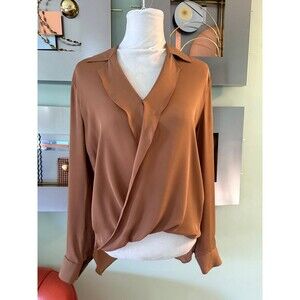 L'AGENCE Tan Draped Blouse